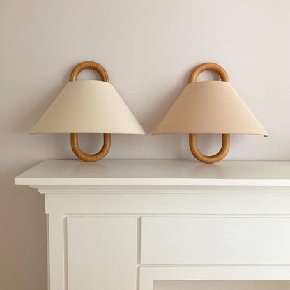 Modern Solid Wood Wall Sconce Pleated Semi-Circle Shade View 26