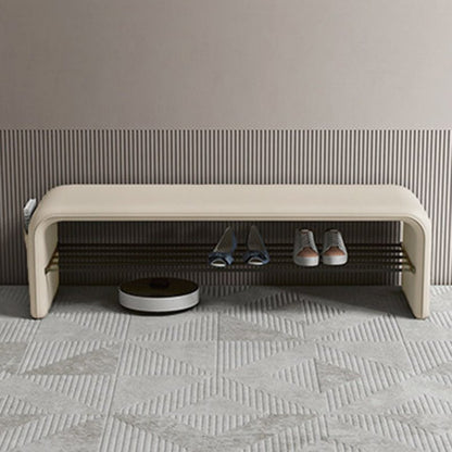 Modern Synthetic Leather Shoe Shelf Bench Waterfall Arch Front