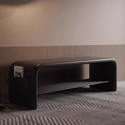 Modern Synthetic Leather Shoe Shelf Bench Waterfall Arch Hero