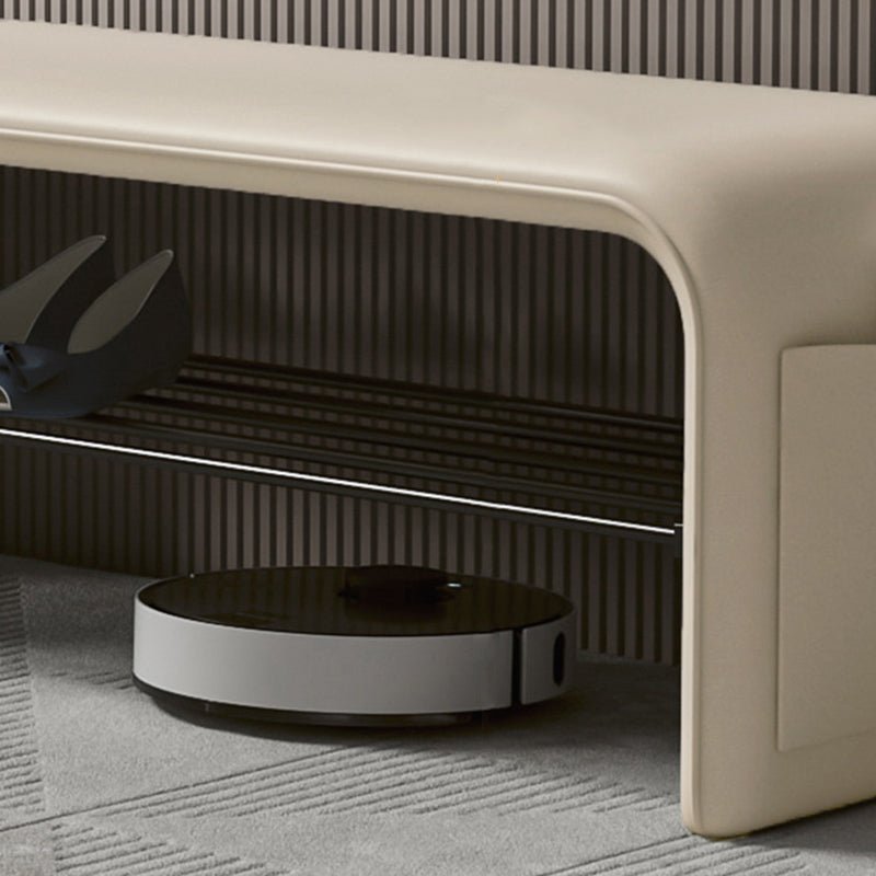 Modern Synthetic Leather Shoe Shelf Bench Waterfall Arch View 14