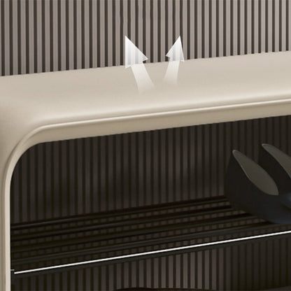 Modern Synthetic Leather Shoe Shelf Bench Waterfall Arch View 17
