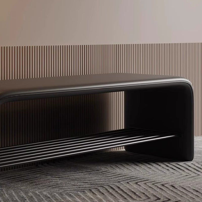 Modern Synthetic Leather Shoe Shelf Bench Waterfall Arch View 18