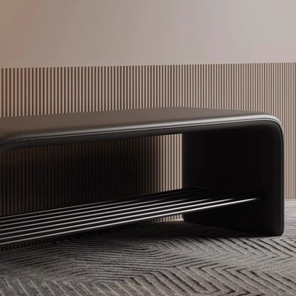 Modern Synthetic Leather Shoe Shelf Bench Waterfall Arch View 18