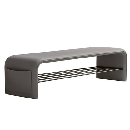 Modern Synthetic Leather Shoe Shelf Bench Waterfall Arch View 28