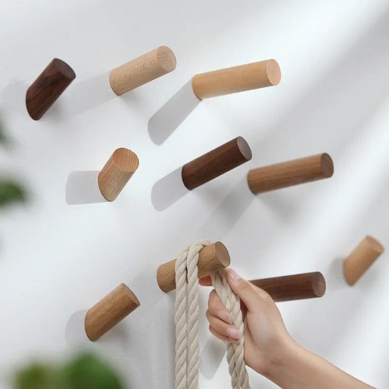 Modern Timber Angular Wall Hook Angled Peg Detail