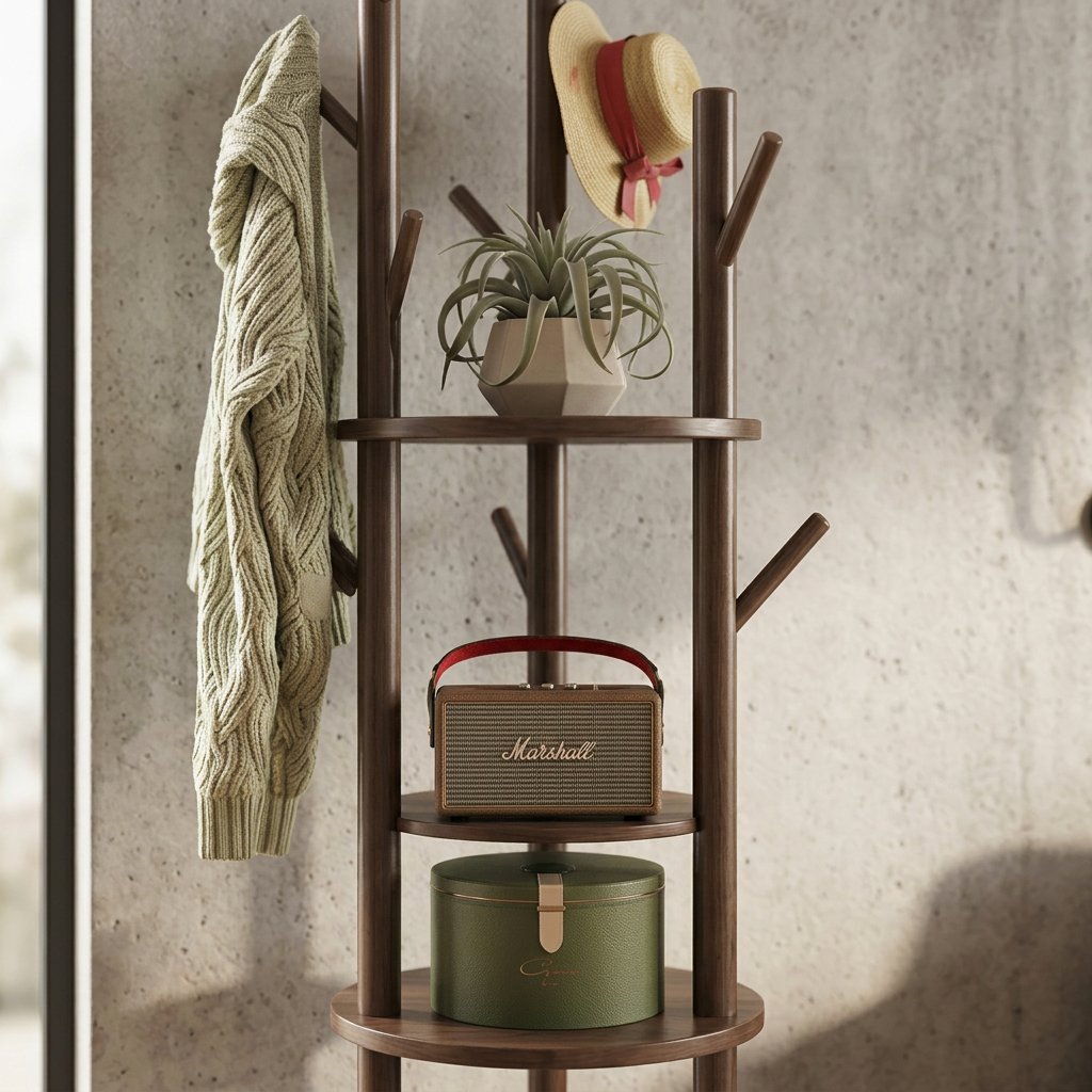 Modern Timber Coat Rack Tree Branch Stand Front