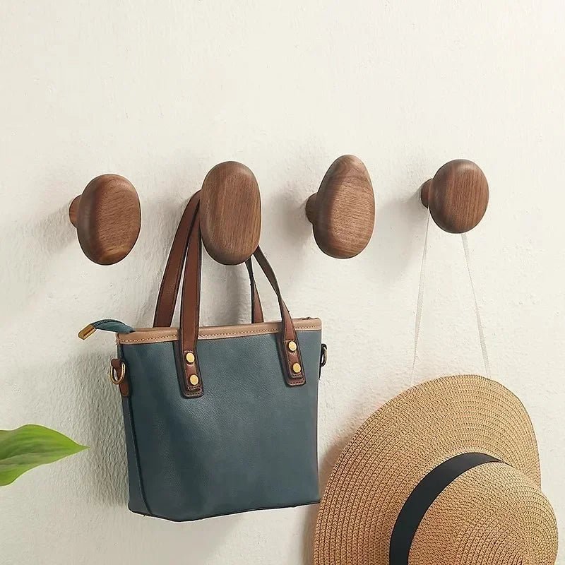 Modern Wood Pebble Wall Hook Floating Metal Bookshelf Back