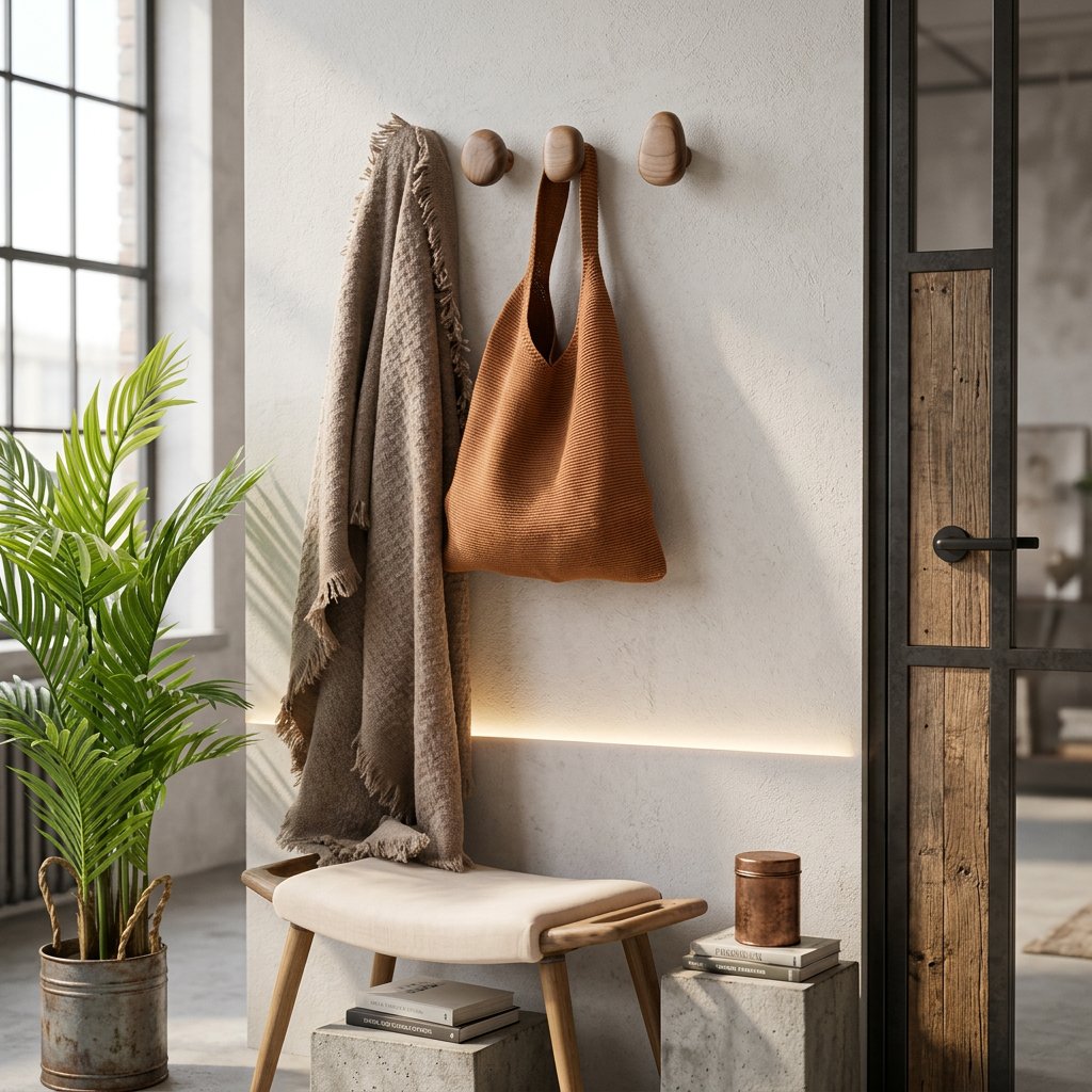 Modern Wood Pebble Wall Hook Floating Metal Bookshelf Hero