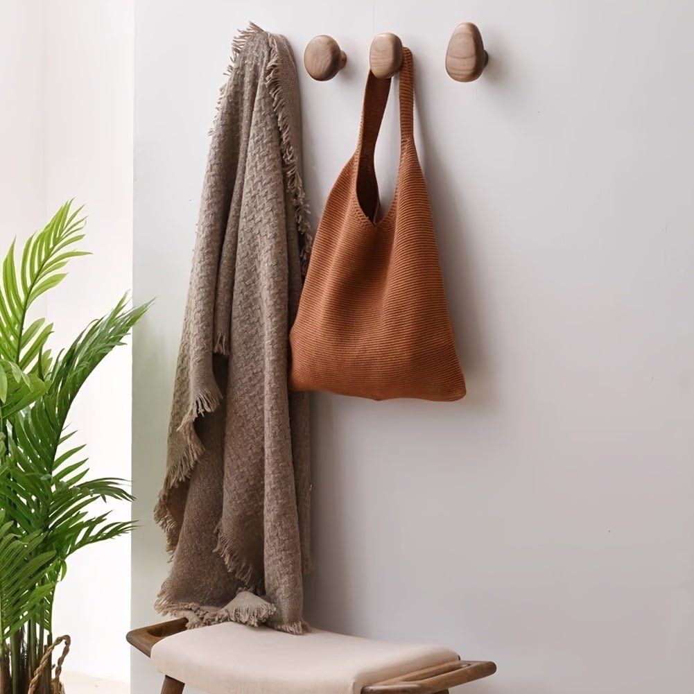 Modern Wood Pebble Wall Hook Floating Metal Bookshelf Side