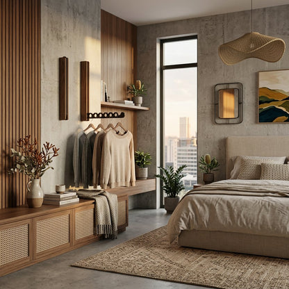 Modern Wooden Fold Flat Wall Hanger Rail Front