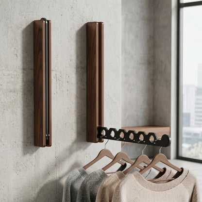 Modern Wooden Fold Flat Wall Hanger Rail Hero