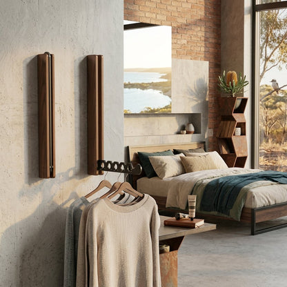 Modern Wooden Fold Flat Wall Hanger Rail View 12