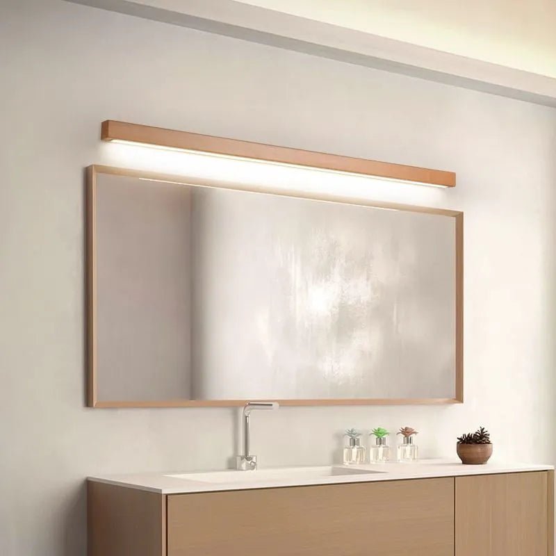 Muto Linear Mirror Wooden Front Vanity Wall Lamp Alternate