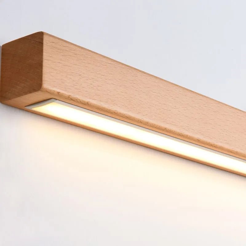 Muto Linear Mirror Wooden Front Vanity Wall Lamp Lifestyle