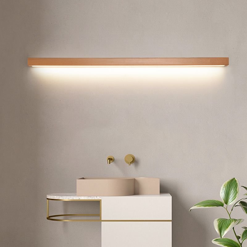 Muto Linear Mirror Wooden Front Vanity Wall Lamp Side