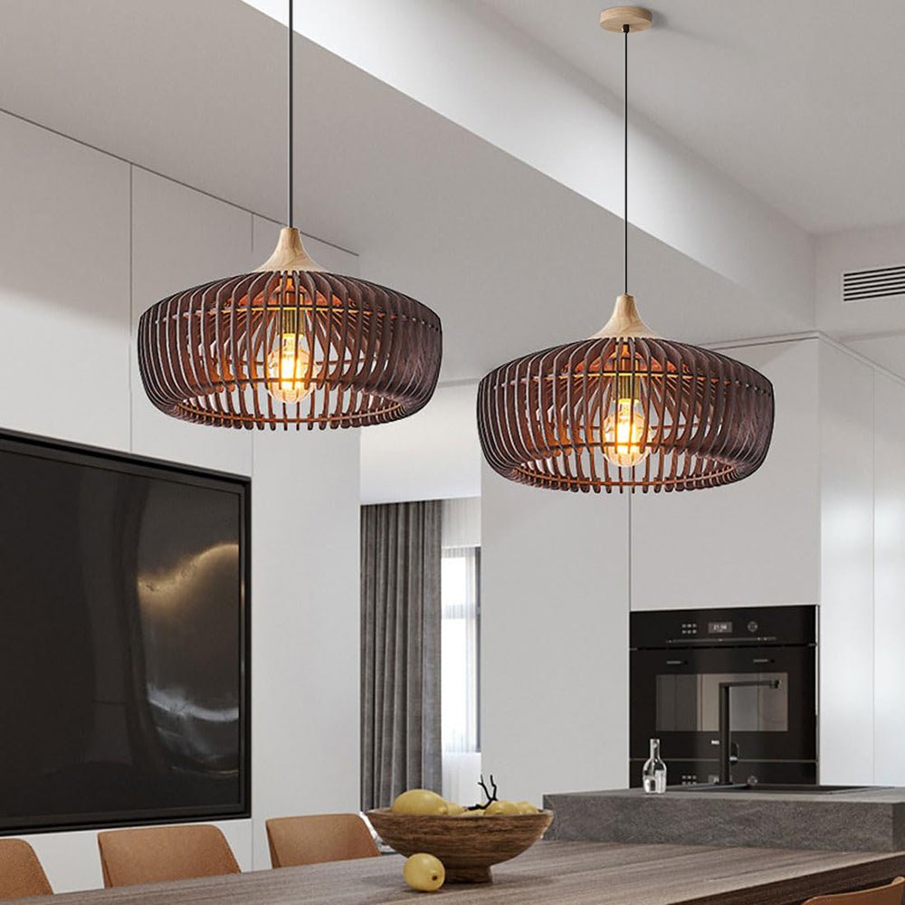 Muto Nordic Japanese Pendant Light Wood Bedroom/Living Room Front