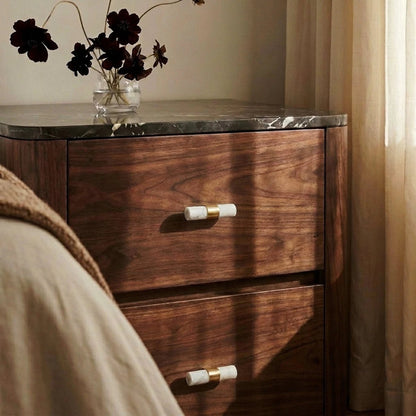 Natural Marble Cabinet Knob Pull Bar Cylindrical Angle