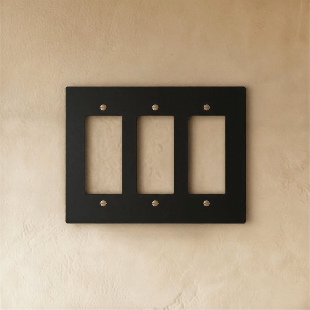 Night Black Brass Wall Plate Rocker Cutout Detail