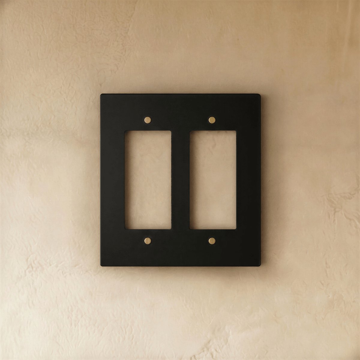 Night Black Brass Wall Plate Rocker Cutout Front