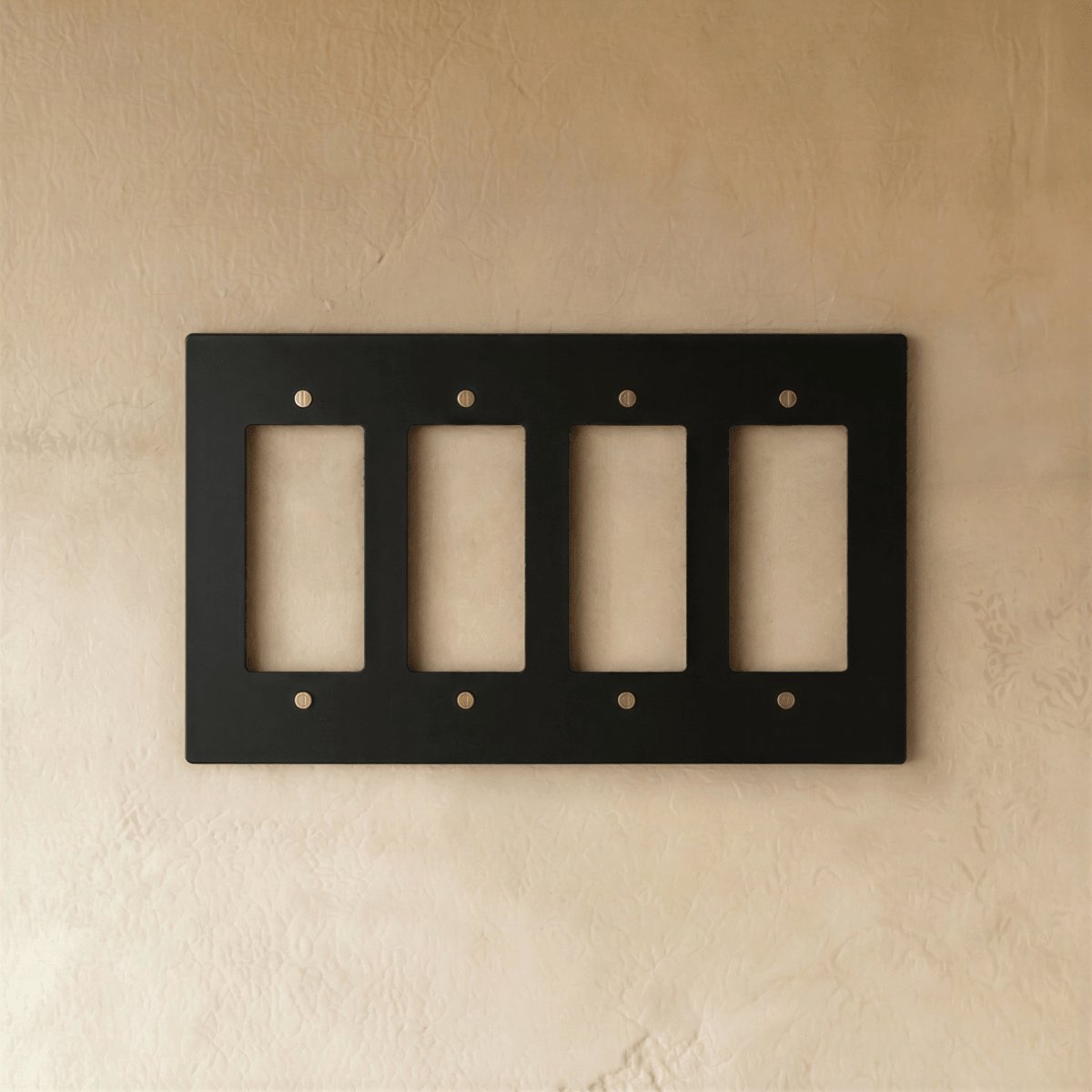 Night Black Brass Wall Plate Rocker Cutout Side