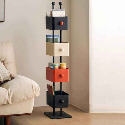 Nordic Iron Glass Stone Base Bookshelf Rotating Cubes Detail