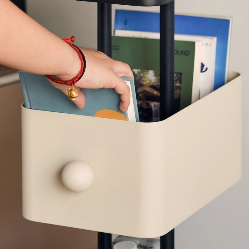 Nordic Iron Glass Stone Base Bookshelf Rotating Cubes Full