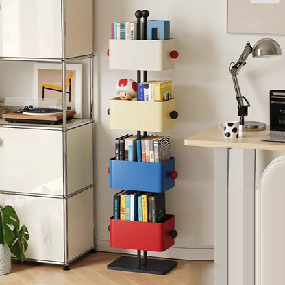 Nordic Iron Glass Stone Base Bookshelf Rotating Cubes Hero