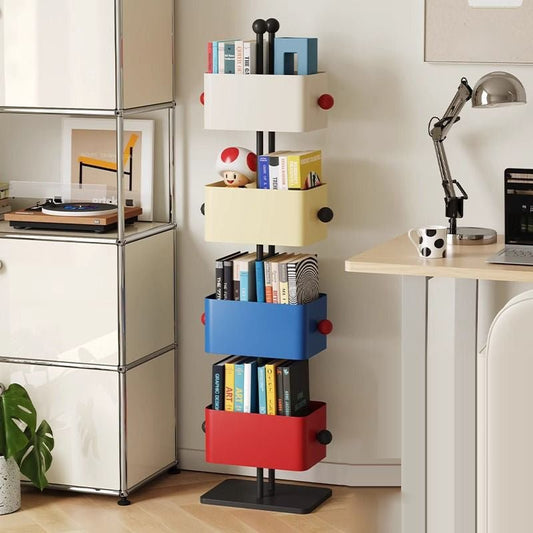 Nordic Iron Glass Stone Base Bookshelf Rotating Cubes Hero