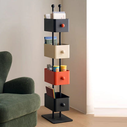 Nordic Iron Glass Stone Base Bookshelf Rotating Cubes View 11