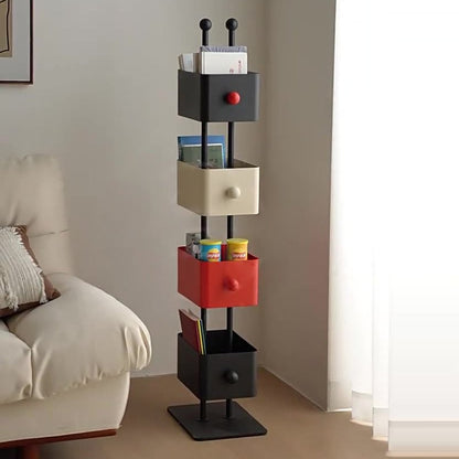 Nordic Iron Glass Stone Base Bookshelf Rotating Cubes View 13