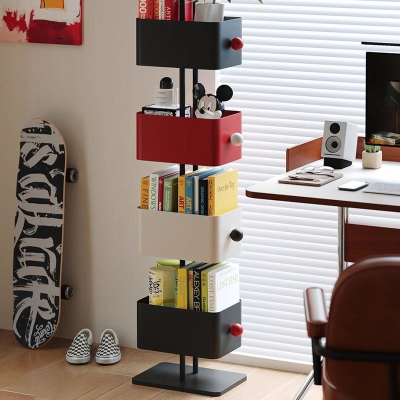 Nordic Iron Glass Stone Base Bookshelf Rotating Cubes View 15