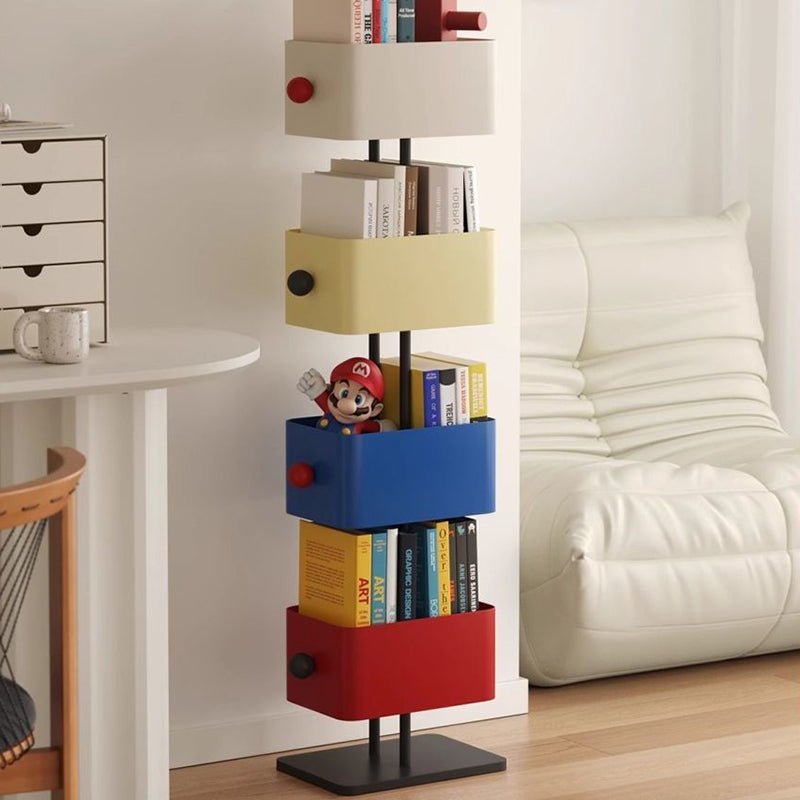 Nordic Iron Glass Stone Base Bookshelf Rotating Cubes View 16