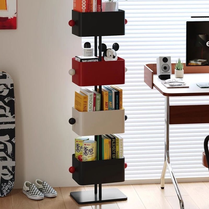 Nordic Iron Glass Stone Base Bookshelf Rotating Cubes View 17