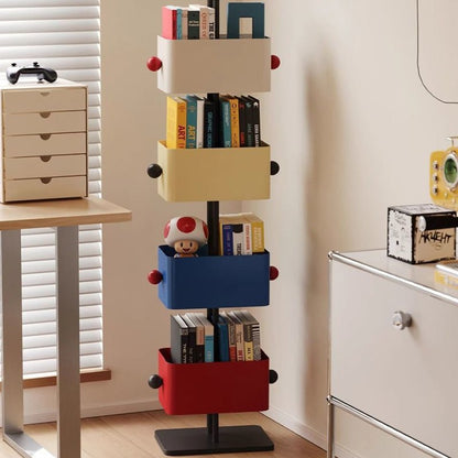 Nordic Iron Glass Stone Base Bookshelf Rotating Cubes View 18