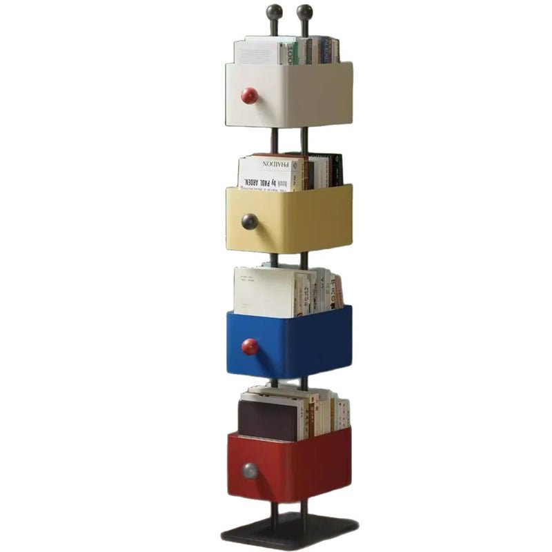 Nordic Iron Glass Stone Base Bookshelf Rotating Cubes View 21