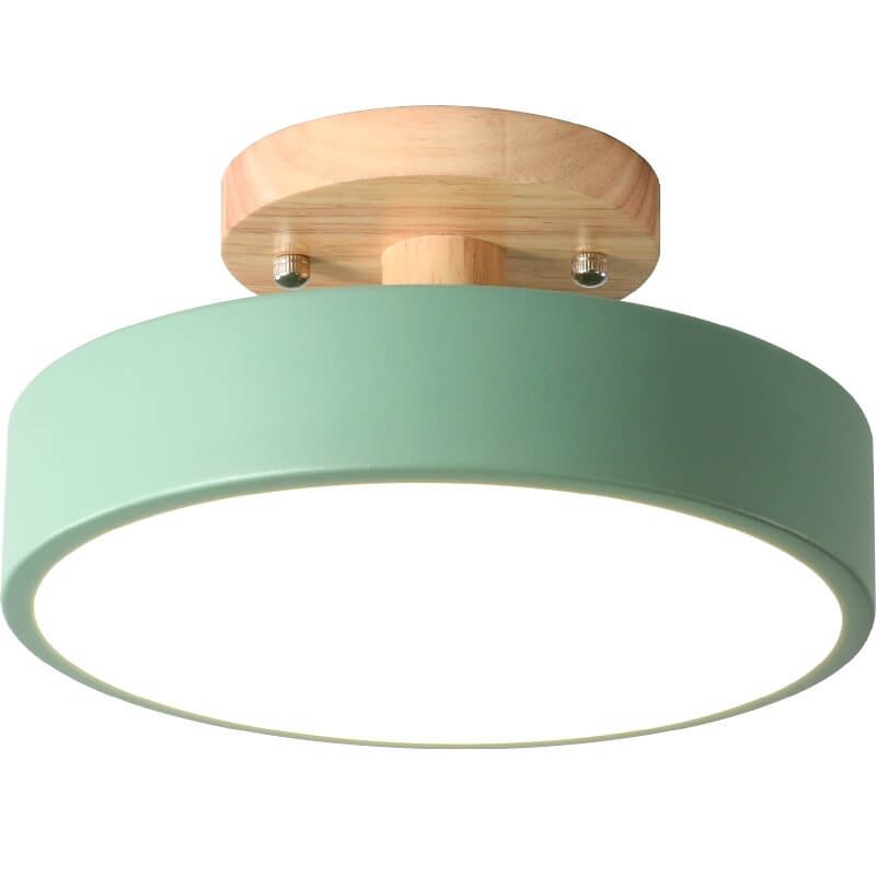 Nordic Log Round LED Semi-Flush Mount Ceiling Light Close Up