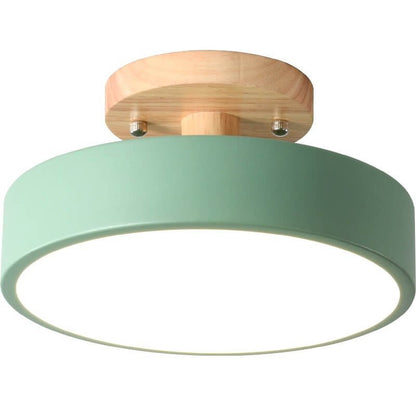 Nordic Log Round LED Semi-Flush Mount Ceiling Light Close Up