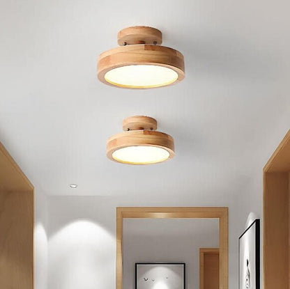 Nordic Log Round LED Semi-Flush Mount Ceiling Light Detail