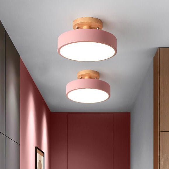 Nordic Log Round LED Semi-Flush Mount Ceiling Light Front