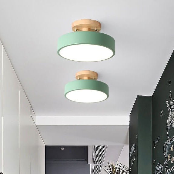 Nordic Log Round LED Semi-Flush Mount Ceiling Light Hero