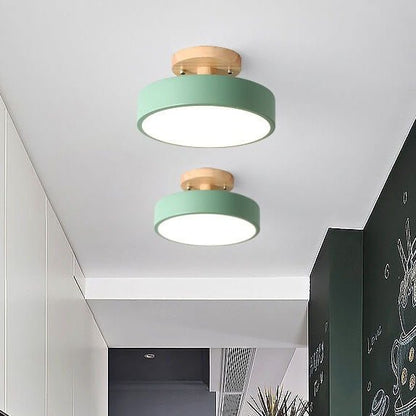 Nordic Log Round LED Semi-Flush Mount Ceiling Light Hero