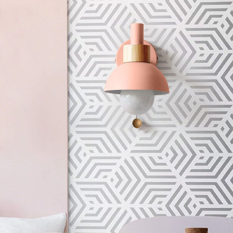 Nordic Macaron Globe Wall Sconce Lamp Dome Shade Front