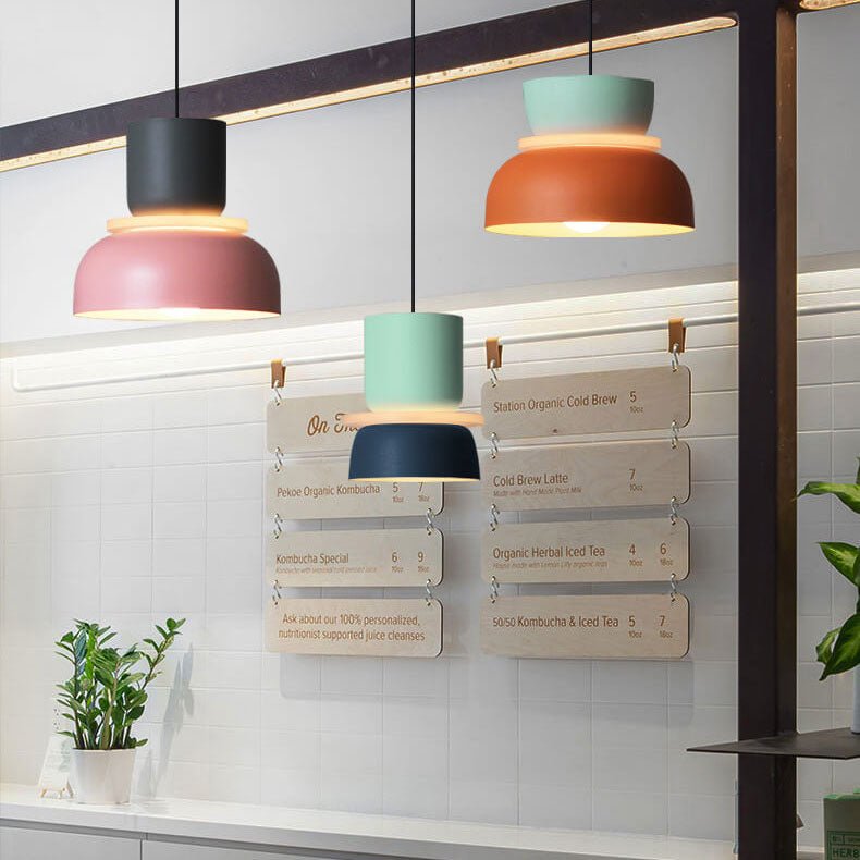 Nordic Metal LED Pendant Light Macaron Tiered Shade Alternate