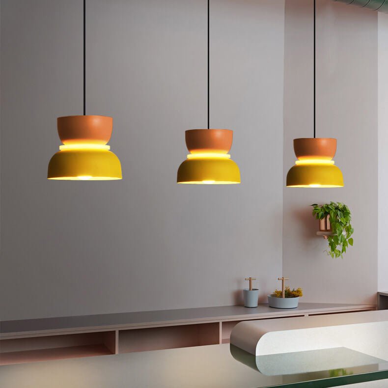 Nordic Metal LED Pendant Light Macaron Tiered Shade Detail