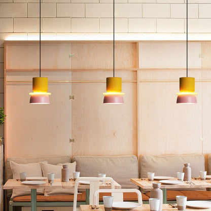Nordic Metal LED Pendant Light Macaron Tiered Shade Full