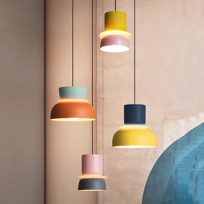 Nordic Metal LED Pendant Light Macaron Tiered Shade Hero