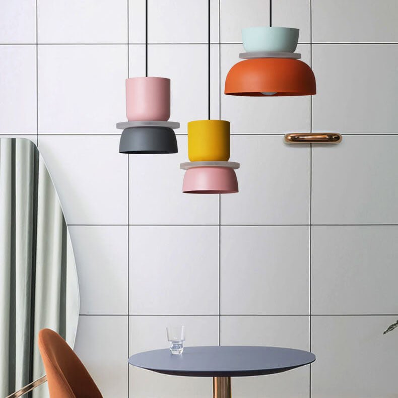 Nordic Metal LED Pendant Light Macaron Tiered Shade Lifestyle