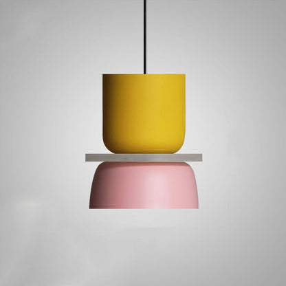 Nordic Metal LED Pendant Light Macaron Tiered Shade View 14