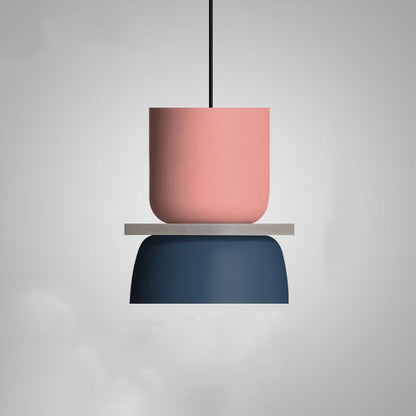 Nordic Metal LED Pendant Light Macaron Tiered Shade View 15