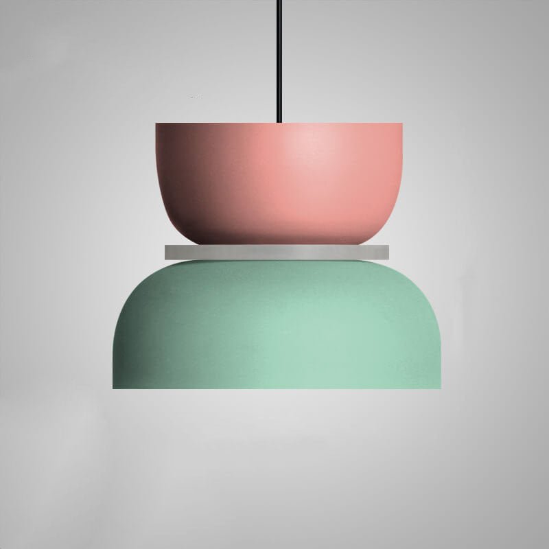 Nordic Metal LED Pendant Light Macaron Tiered Shade View 17